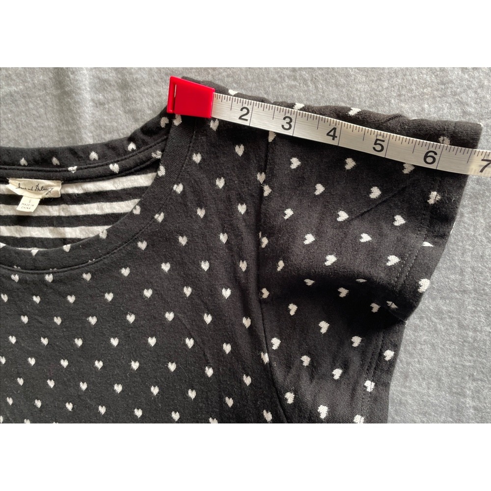 Jane and Delaney Womens Top sz S Black White Hearts 100% Cotton Striped inside - Picture 7 of 8